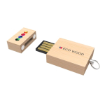 USB hecho a medida de madera con cierre imantado hecho en Europa color madera clara vista con impresión