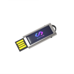 USB hecho a medida de metal y formato extraíble hecho en Europa color plateado vista con impresión