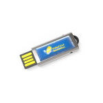 USB hecho a medida de metal y formato extraíble hecho en Europa color plateado vista con impresión