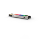 USB hecho a medida de metal y formato extraíble hecho en Europa color plateado vista detalle
