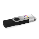 USB hecho a medida de metal con conector USB y tipo C, hecho en EU color negro vista con impresión