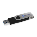 USB hecho a medida de metal con conector USB y tipo C, hecho en EU color negro vista con impresión