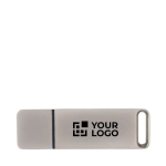 USB hecho a medida de metal con tapón de cierre y fabricado en Europa color plateado vista de impresión