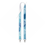 Lanyard poliéster hecho a medida con 2 mosquetones para sublimación color blanco vista de impresión