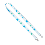 Lanyard hecho a medida de RPET con dos mosquetones o clips color blanco