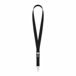 Lanyard hecho a medida desmontable de poliéster con mosquetón o clip color negro septima vista