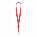Lanyard hecho a medida desmontable de poliéster con mosquetón o clip color rojo septima vista