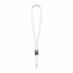 Lanyard hecho a medida desmontable de poliéster con mosquetón o clip color blanco septima vista