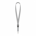 Lanyard hecho a medida desmontable de poliéster con mosquetón o clip color gris septima vista