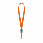 Lanyard hecho a medida desmontable de poliéster con mosquetón o clip color naranja septima vista