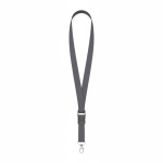Lanyard hecho a medida desmontable de poliéster con mosquetón o clip color gris oscuro septima vista