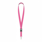 Lanyard hecho a medida desmontable de poliéster con mosquetón o clip color fucsia septima vista