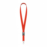 Lanyard hecho a medida desmontable de poliéster con mosquetón o clip color rojo oscuro septima vista