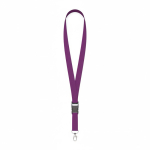 Lanyard hecho a medida desmontable de poliéster con mosquetón o clip color morado septima vista