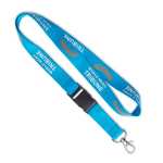 Lanyard hecho a medida de poliéster con hebilla desmontable color azul