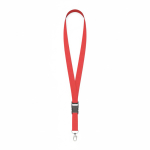 Lanyard hecho a medida de poliéster con hebilla desmontable color rojo septima vista