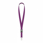 Lanyard hecho a medida de poliéster con hebilla desmontable color morado septima vista
