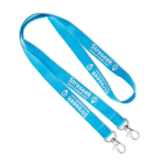 Lanyard hecho a medida de poliéster con 2 mosquetones a escoger color azul