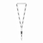 Lanyard hecho a medida desmontable de algodón orgánico con mosquetón color blanco