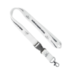 Lanyard hecho a medida desmontable de algodón orgánico con mosquetón color blanco