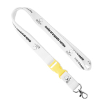 Lanyard hecho a medida desmontable de algodón orgánico con mosquetón color blanco