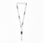 Lanyard hecho a medida desmontable de algodón orgánico con mosquetón color blanco vista de impresión