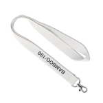 Lanyard hecho a medida de bambú para sublimación con mosquetón color blanco
