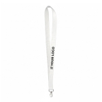Lanyard hecho a medida de bambú para sublimación con mosquetón color blanco vista de impresión