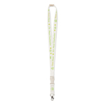 Lanyard desmontable hecho a medida de bambú con mosquetón color blanco