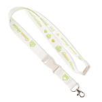 Lanyard desmontable hecho a medida de bambú con mosquetón color blanco