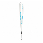 Lanyard desmontable hecho a medida de bambú con mosquetón color blanco vista de impresión