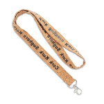 Lanyard hecho a medida de corcho con mosquetón a escoger color marrón quinta vista
