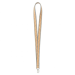 Lanyard hecho a medida de poliéster y corcho con mosquetón color gris septima vista