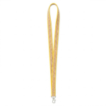Lanyard hecho a medida de poliéster y corcho con mosquetón color amarillo septima vista