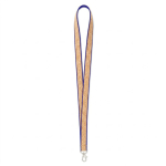 Lanyard hecho a medida de poliéster y corcho con mosquetón color azul eléctrico septima vista