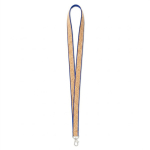 Lanyard hecho a medida de poliéster y corcho con mosquetón color azul real septima vista