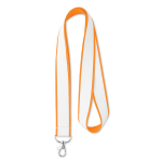 Lanyard hecho a medida de poliéster con capa de satín para sublimar color naranja septima vista