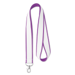 Lanyard hecho a medida de poliéster con capa de satín para sublimar color morado septima vista