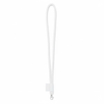 Lanyard tubular hecho a medida de poliéster con etiqueta cosida color blanco septima vista