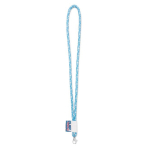 Lanyard tubular hecho a medida de poliéster con etiqueta cosida color blanco