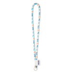 Lanyard tubular hecho a medida de poliéster con etiqueta cosida color blanco