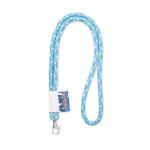 Lanyard tubular hecho a medida de poliéster con etiqueta cosida color blanco