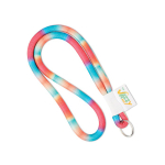 Lanyard tubular hecho a medida de poliéster con etiqueta cosida color blanco