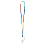Lanyard de poliéster hecho a medida con etiqueta cosida y mosquetón color blanco