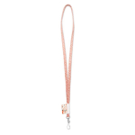 Lanyard de poliéster hecho a medida con etiqueta cosida y mosquetón color blanco