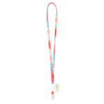 Lanyard de poliéster hecho a medida con etiqueta cosida y mosquetón color blanco
