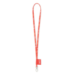 Lanyard de poliéster hecho a medida con etiqueta cosida y mosquetón color blanco