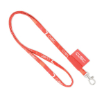 Lanyard de poliéster hecho a medida con etiqueta cosida y mosquetón color blanco
