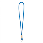 Lanyard tubular hecho a medida de poliéster con detalle de bambú color azul septima vista