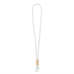 Lanyard tubular hecho a medida de poliéster con detalle de bambú color blanco septima vista